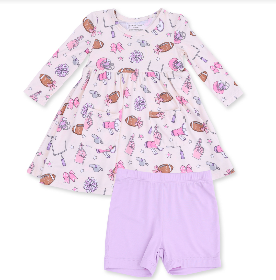 Twirly LS Dress w/Bike Short | Football Cheer