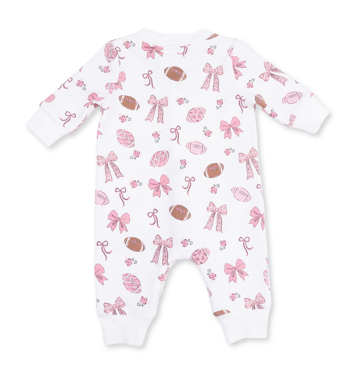 Baseball Collar Button up Romper | Footballs and Bows