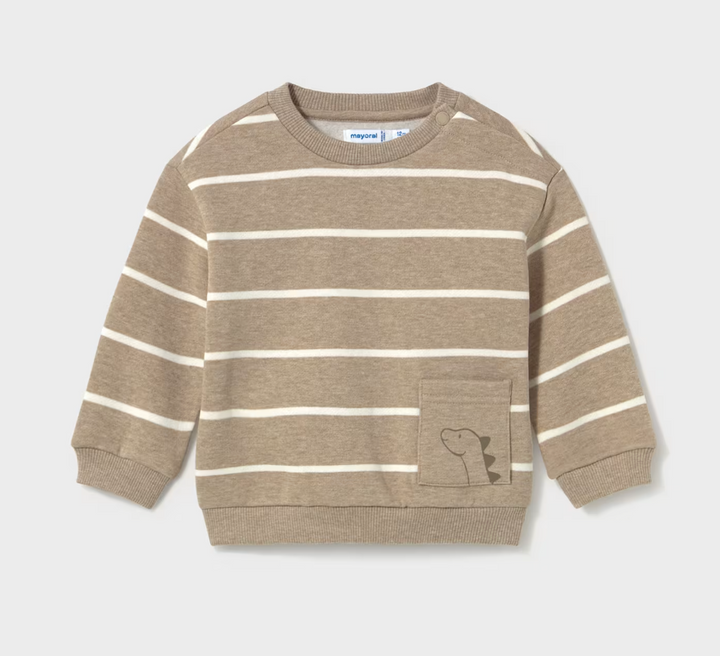 Tan Stripe Dino Sweatshirt | 2416
