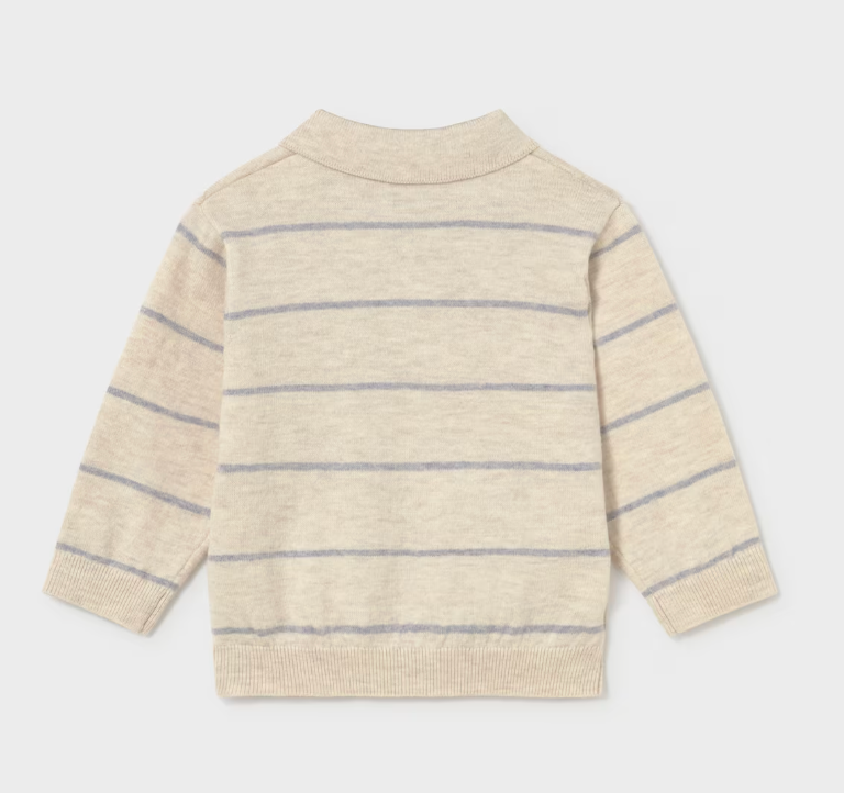 Tan Stripe Polo Sweater | 2104