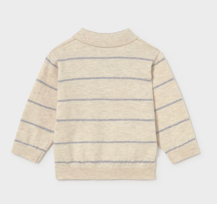 Tan Stripe Polo Sweater | 2104