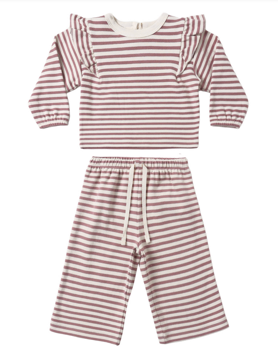 Ruffle Cozy Set | Mulberry Stripe
