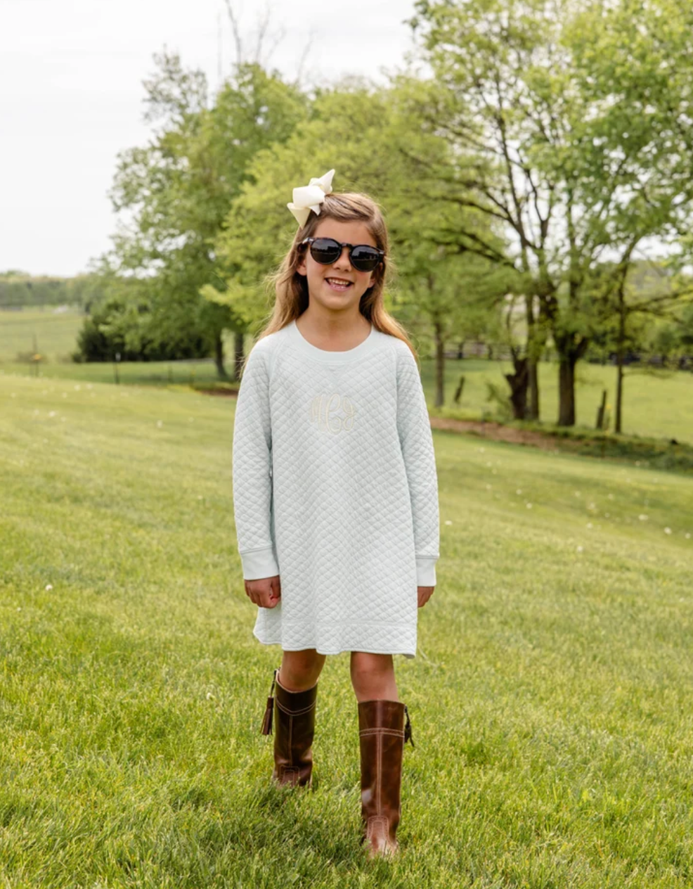 Cassidy Comfy Crewneck Dress Quilted | Old Greenwich Green