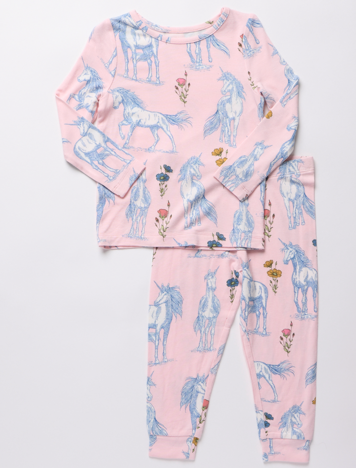 Bamboo PJ Set | Pink Unicorn Fields