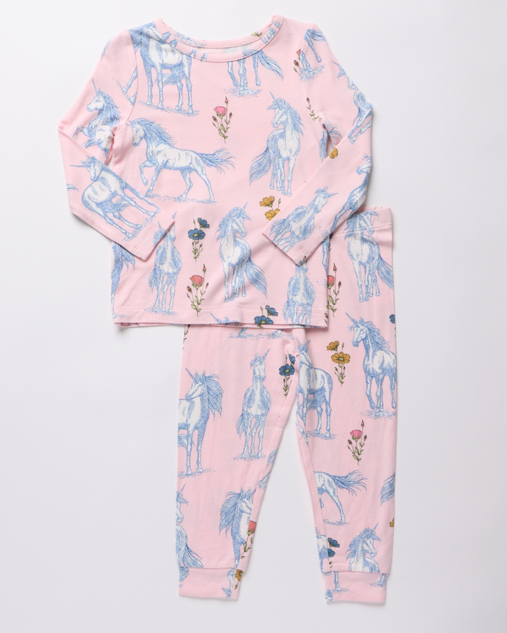 Bamboo PJ Set | Pink Unicorn Fields
