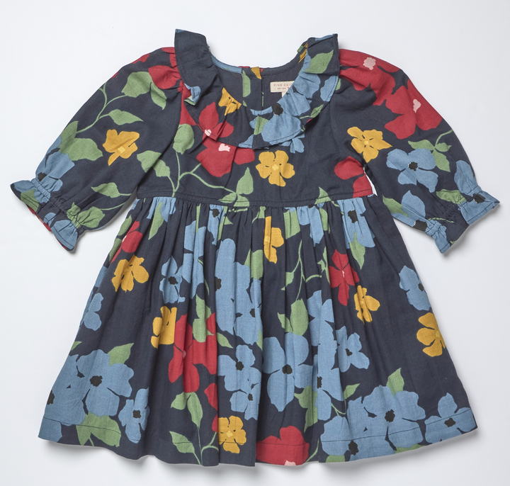 Amara Dress | Navy Hibiscus Floral