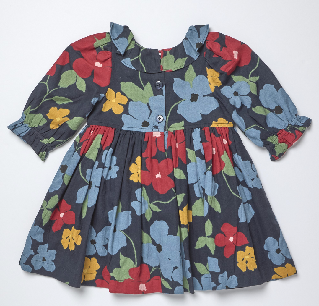 Amara Dress | Navy Hibiscus Floral