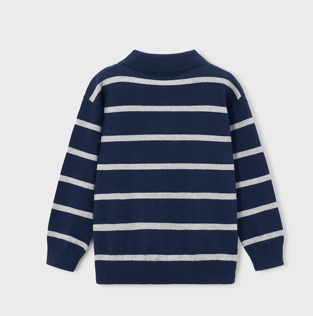 Blue Stripe Polo Sweater | 4101