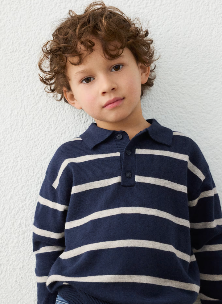 Blue Stripe Polo Sweater | 4101