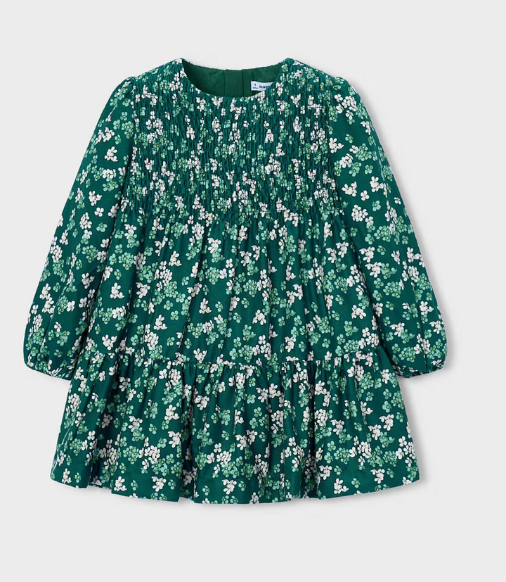 Green Floral Velour Dress | 4926
