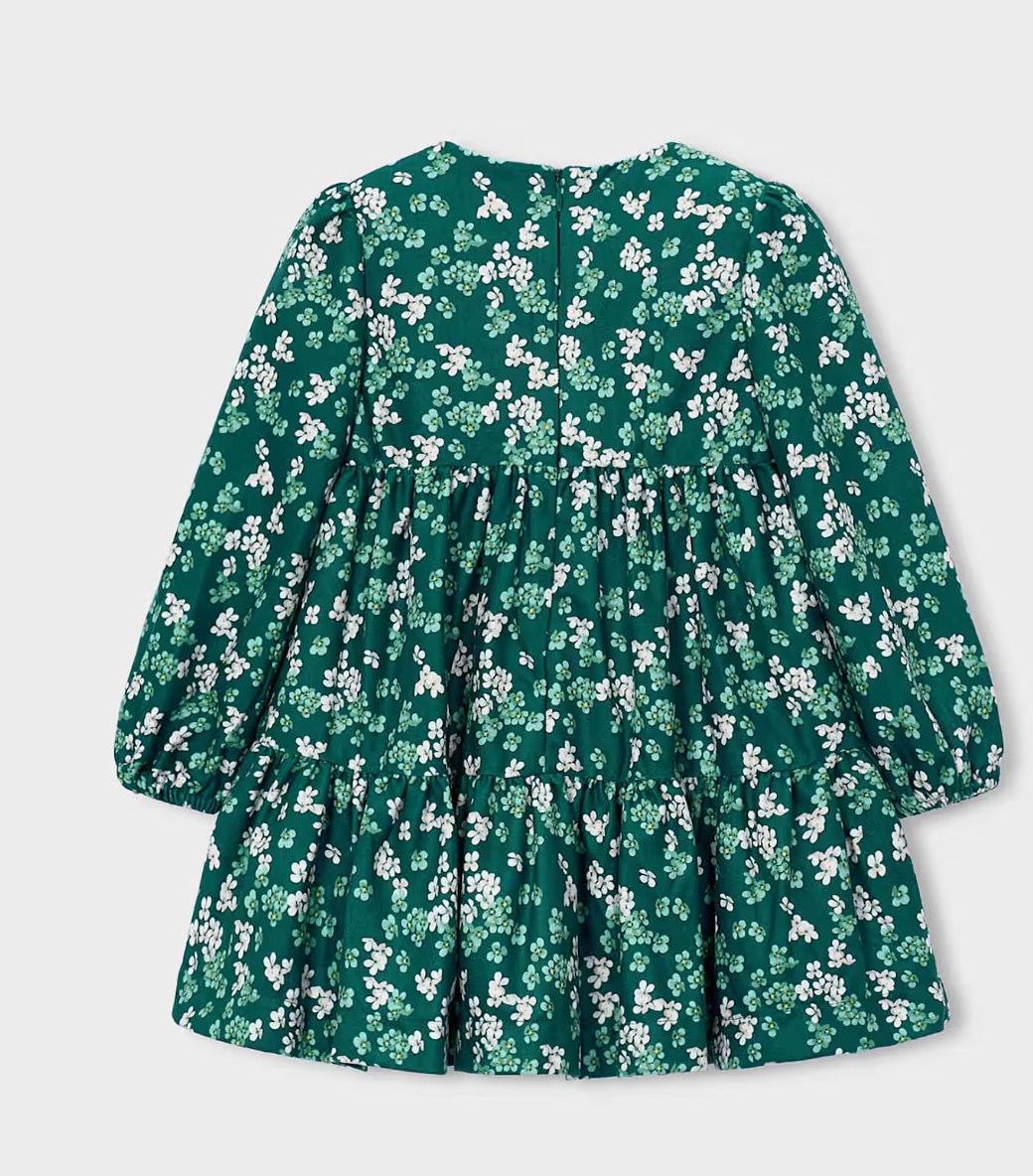 Green Floral Velour Dress | 4926