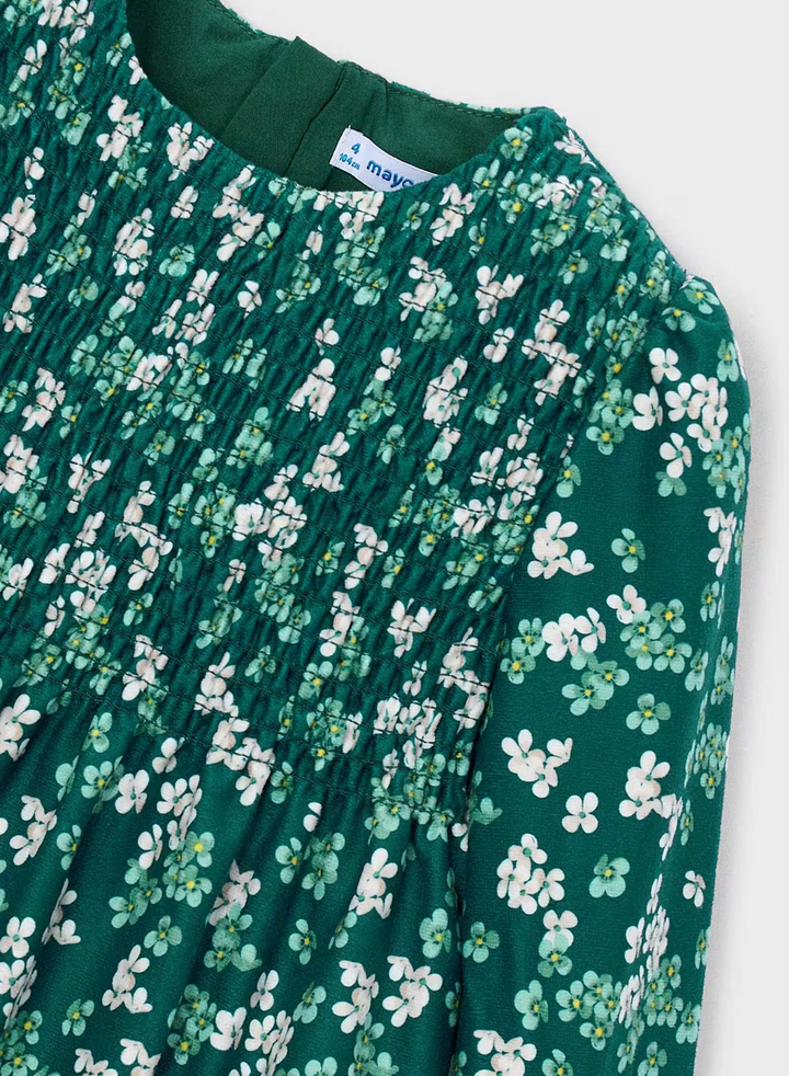 Green Floral Velour Dress | 4926