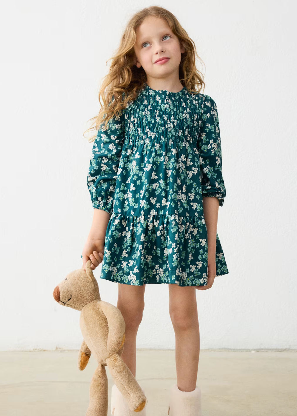 Green Floral Velour Dress | 4926