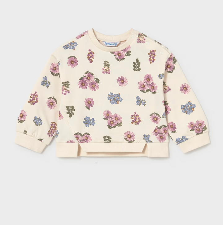 Beige Floral Sweatshirt | 2433