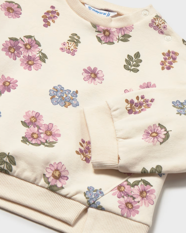 Beige Floral Sweatshirt | 2433