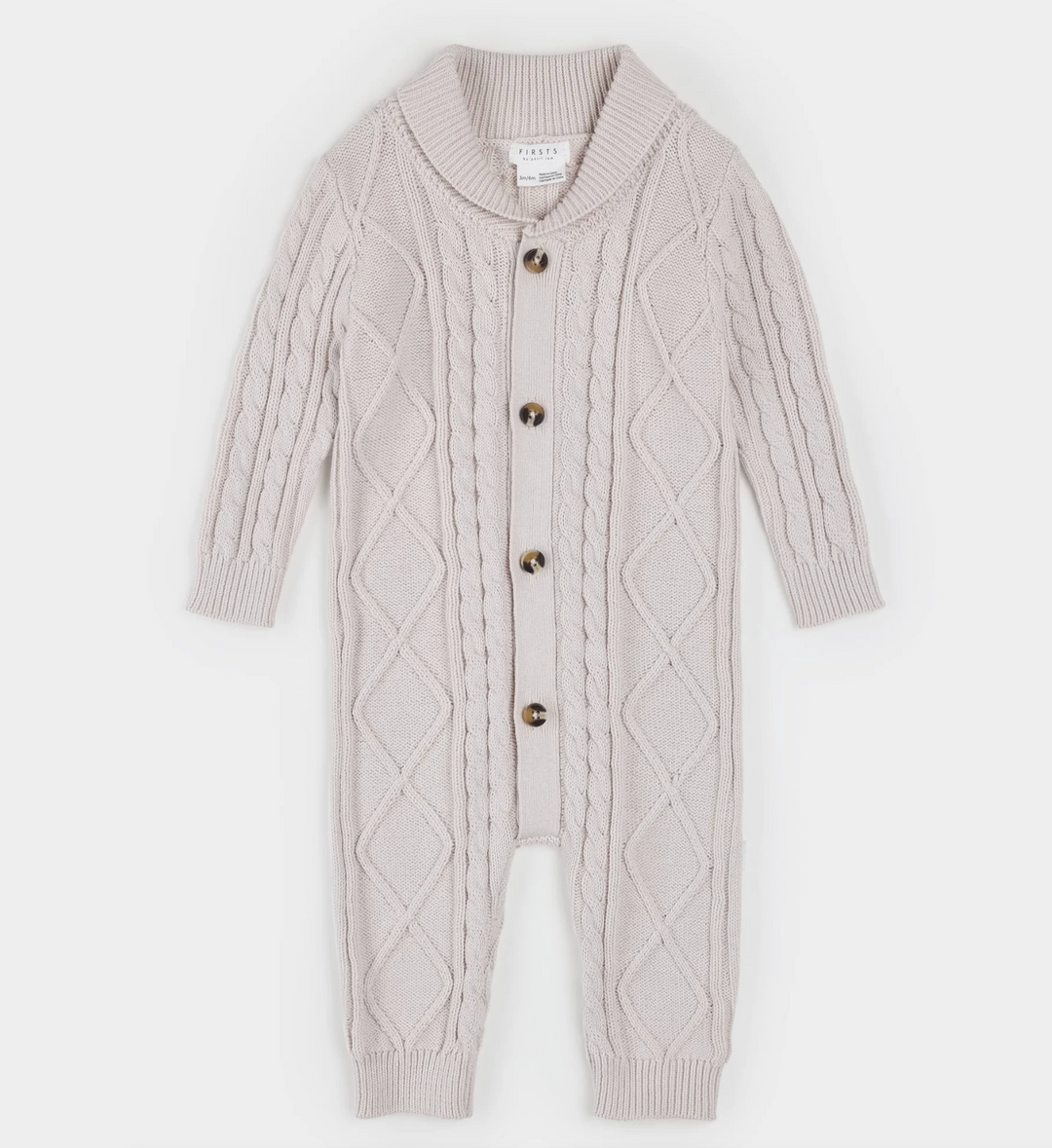 Beige Sweater Knit Playsuit