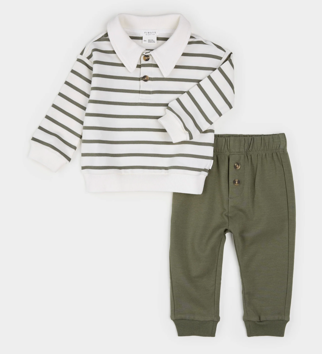 Farm Green Stripe Collared Outfit