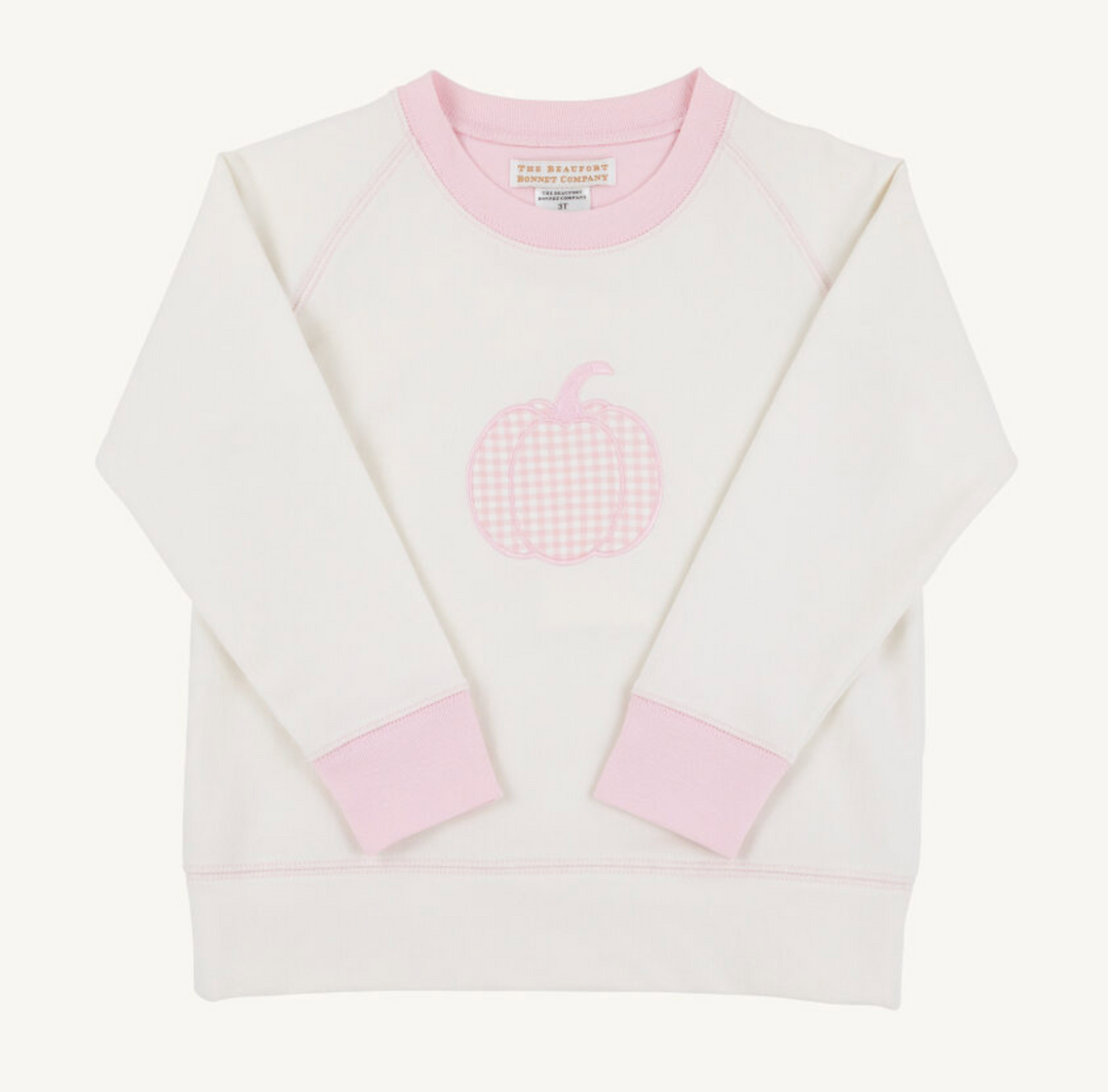 Cassidy Comfy Crewneck French Terry | Palmetto Pearl Gingham Pumpkin