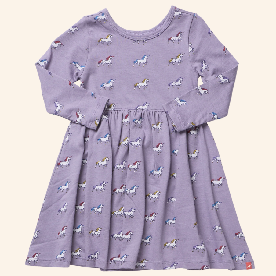 Long Sleeve Sunny Dress | Rainbow Unicorns