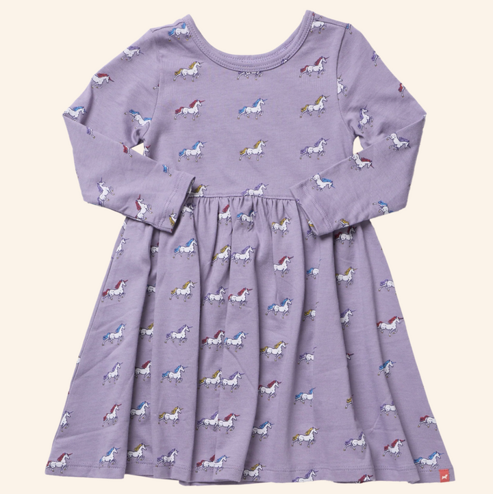 Long Sleeve Sunny Dress | Rainbow Unicorns