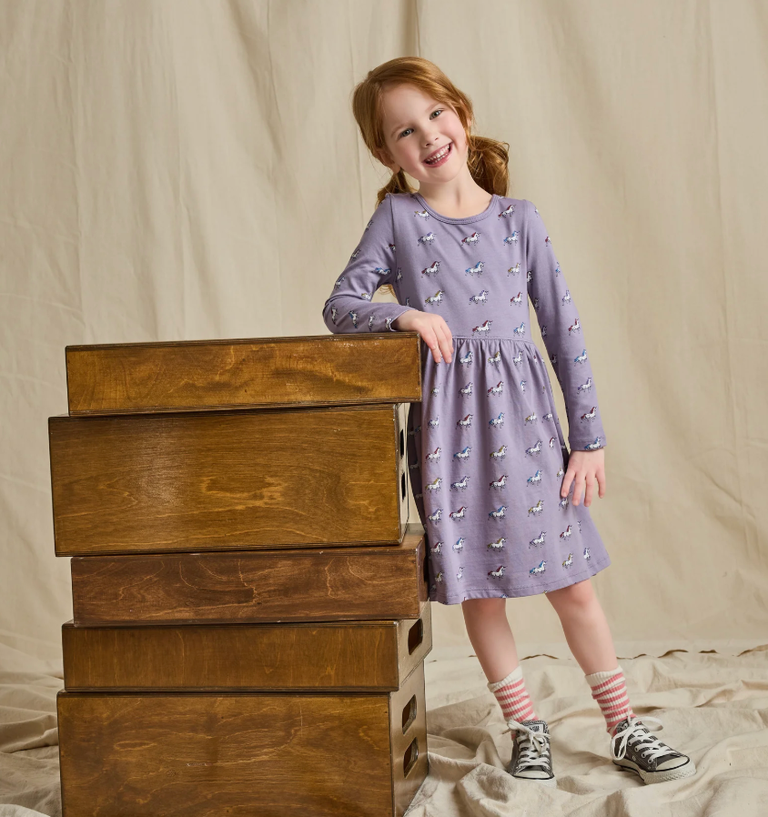 Long Sleeve Sunny Dress | Rainbow Unicorns