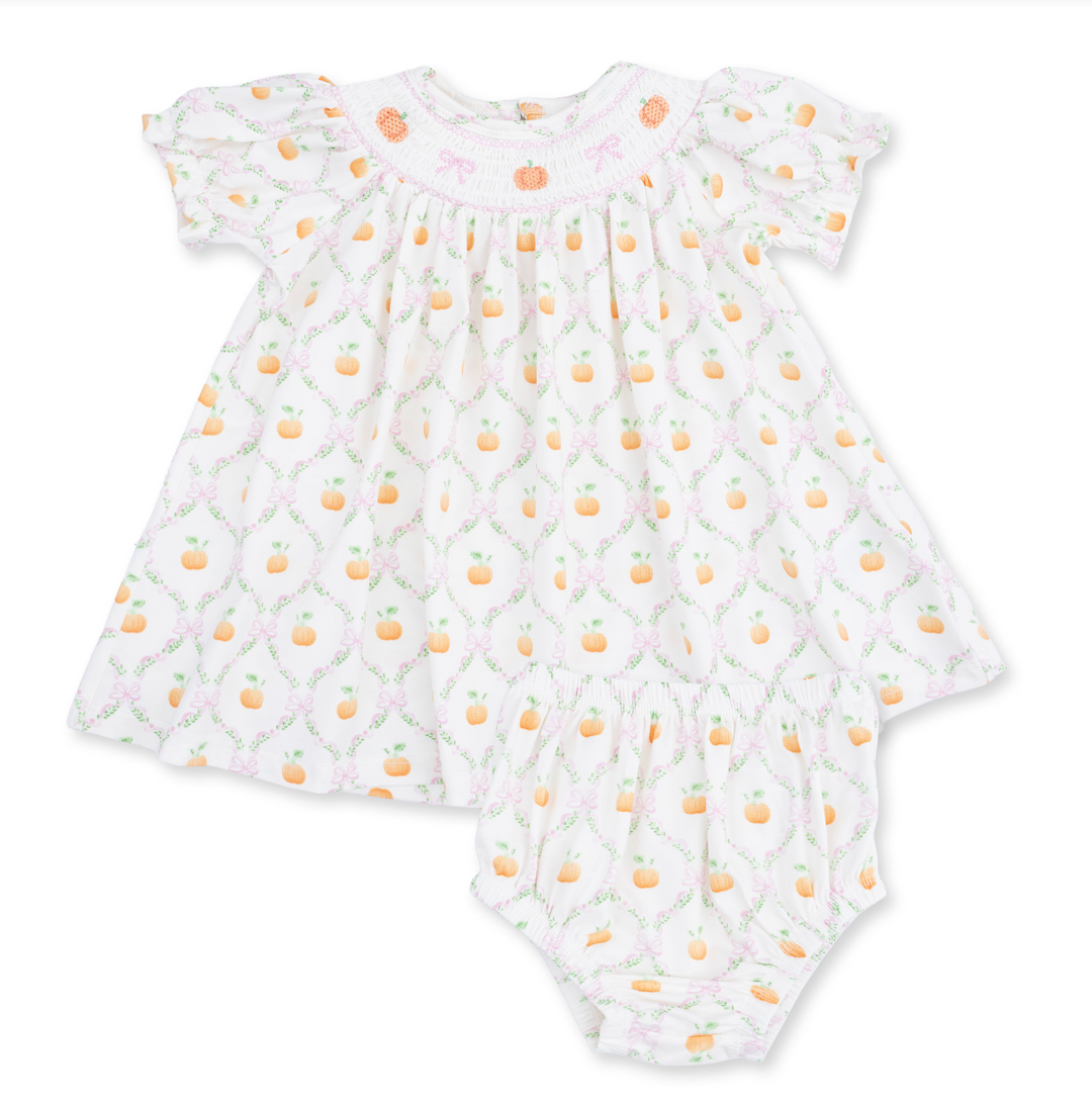 Jane Puff Sleeve Bishop Dress w/Bloomer | Pretty Pumpkin Trellis