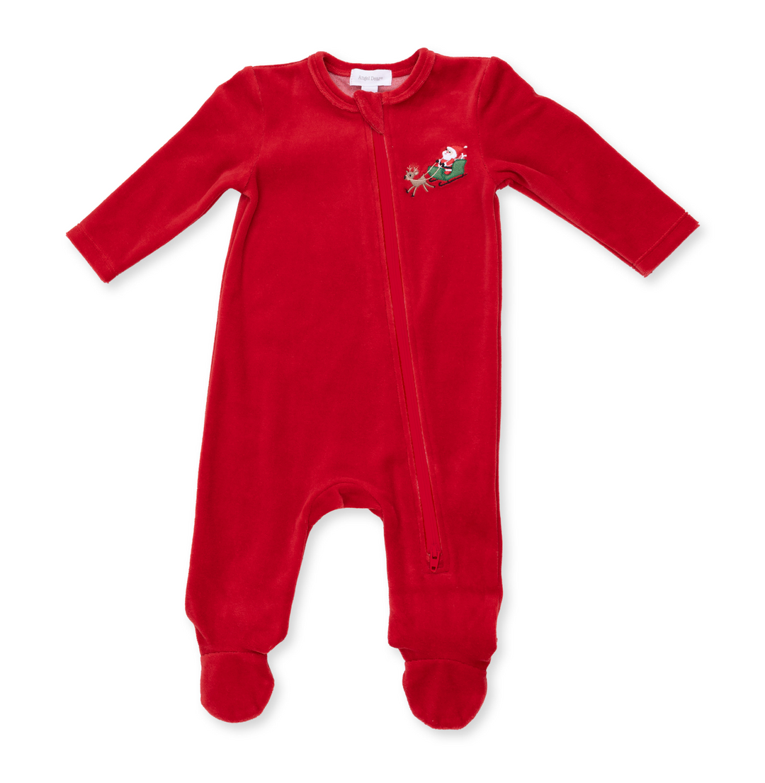 Two Way Zipper Footie | First Christmas Santa w/Sleigh