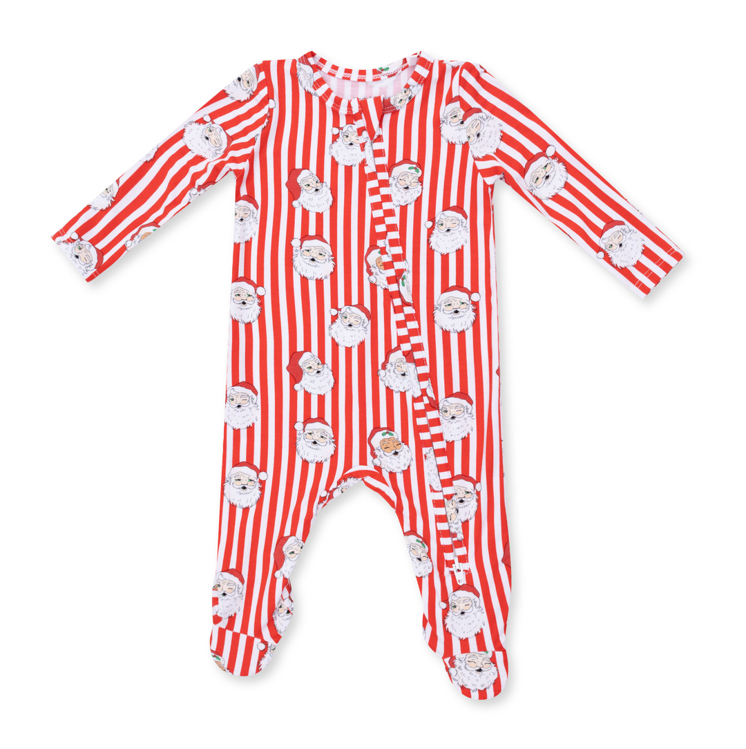 Two Way Zipper Footie | Vintage Santa Stripe
