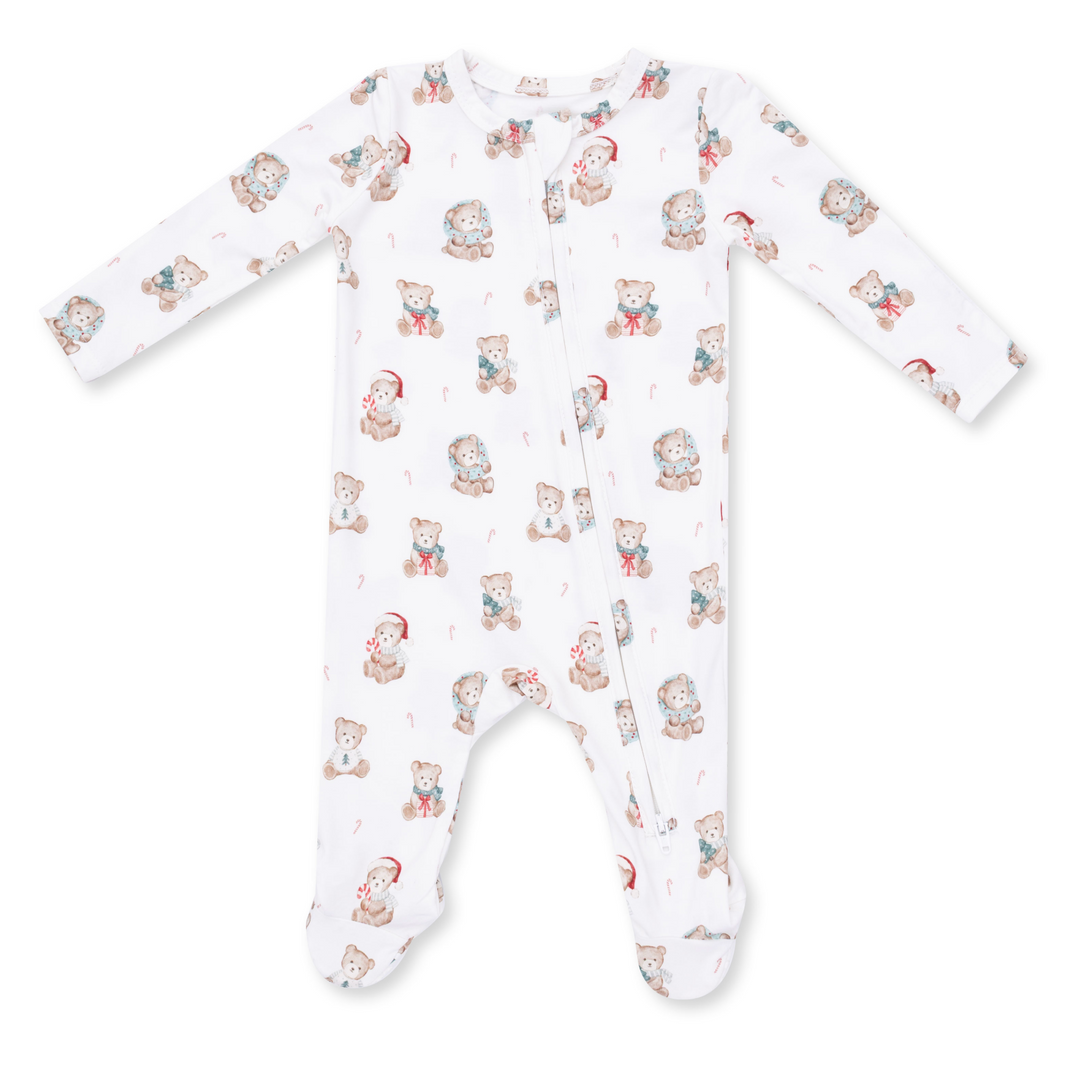 Two Way Zipper Footie | Uni Christmas Teddy Bears