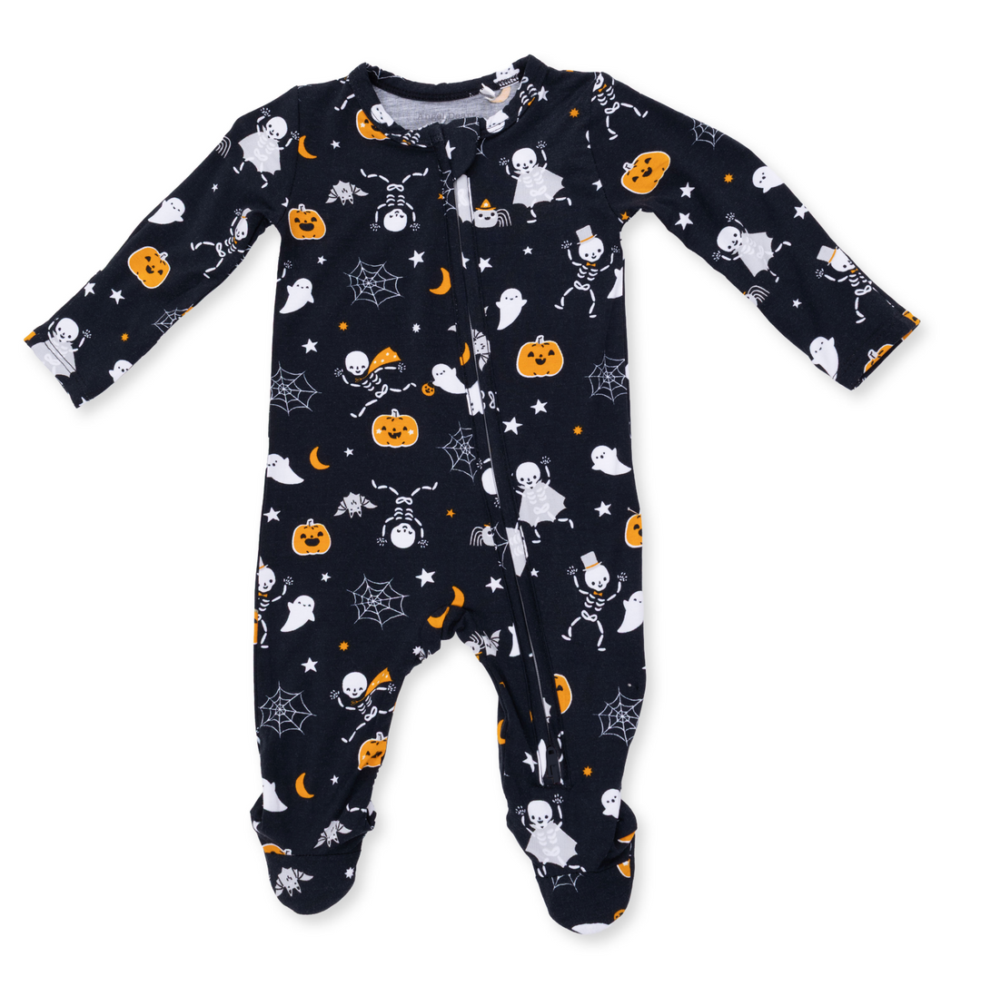 Two Way Zipper Footie | Glow Dark Halloween Skeleton Buddies