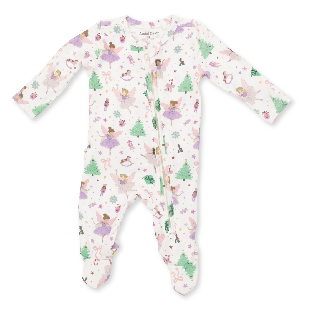 Two Way Ruffle Back Zipper Footie | Sugar Plum Fairies