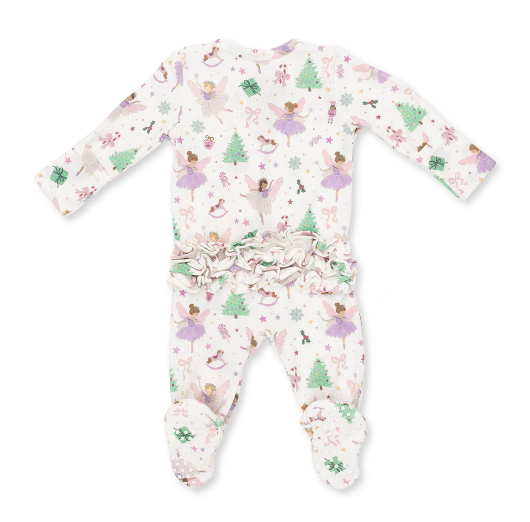 Two Way Ruffle Back Zipper Footie | Sugar Plum Fairies