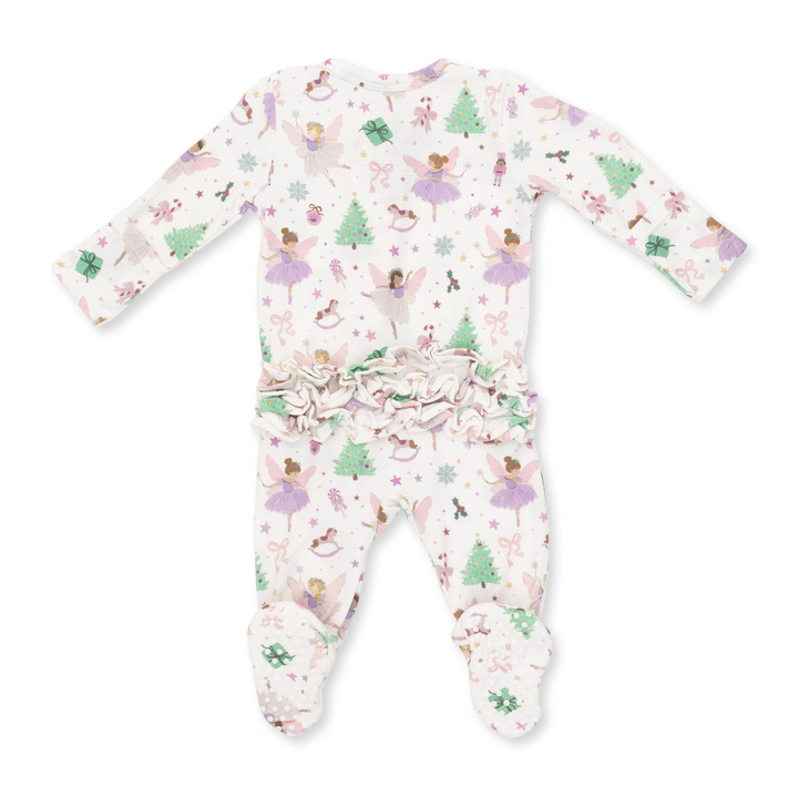 Two Way Ruffle Back Zipper Footie | Sugar Plum Fairies
