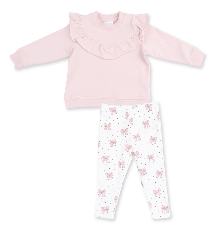 Ruffle Sweatshirt/Legging Set | Veiled Pink Bows