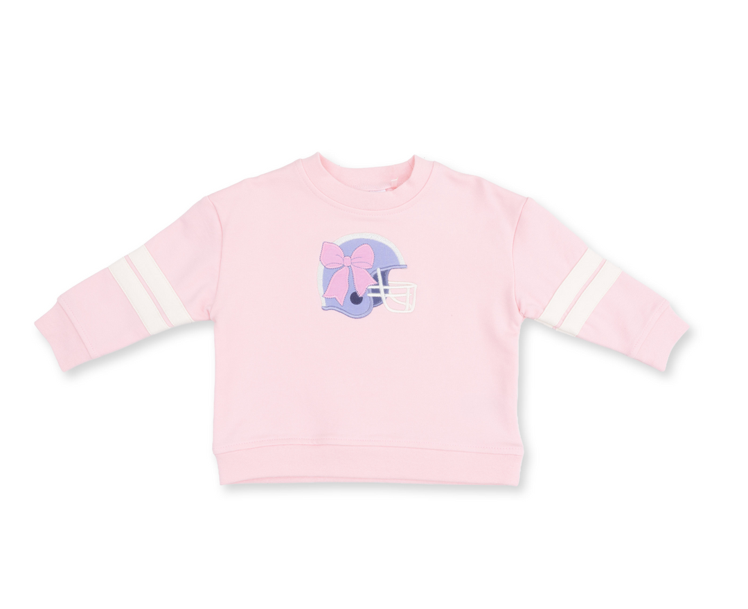 Drop Sleeve Sweatshirt | Football Helmet Pink w/Varsity Stripe