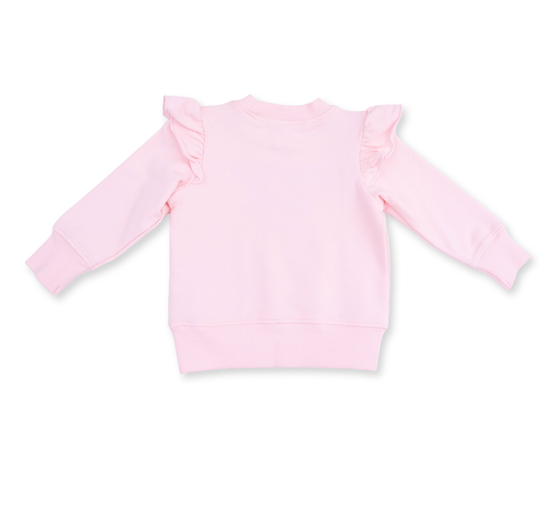 Pink Ruffle Sweatshirt | Christmas Lights Merry