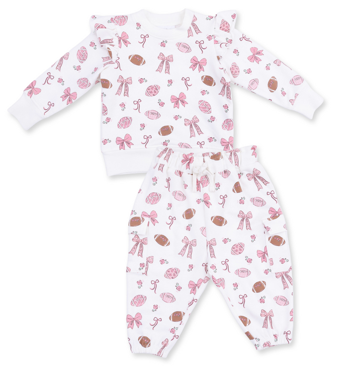 Ruffle Sweatshirt &amp; Cargo Pant | Footballs and Bows