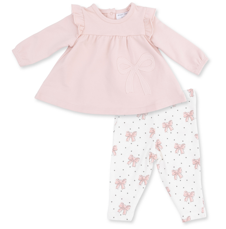 LS Sweatshirt w/Ruffle &amp; Leggings | Veiled Pink Bows
