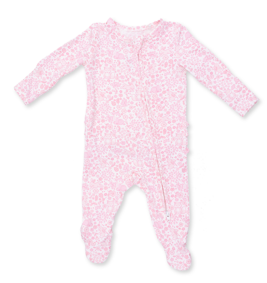 Two Way Ruffle Back Zipper Footie | Baby Woodland
