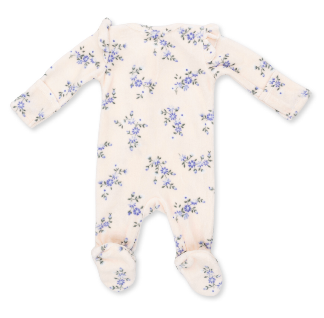 Two Way Zipper Ruffle Sleeve Footie | Sweet Hanna Floral Velour