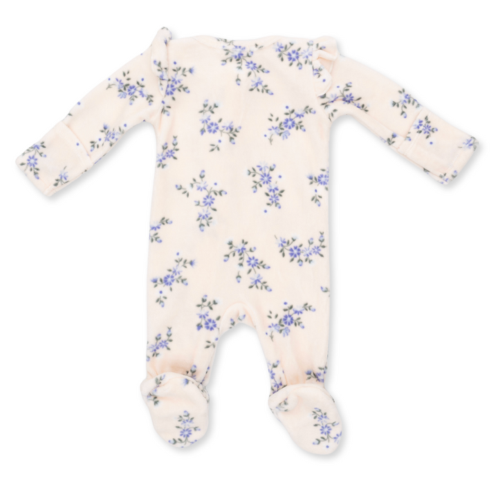Two Way Zipper Ruffle Sleeve Footie | Sweet Hanna Floral Velour