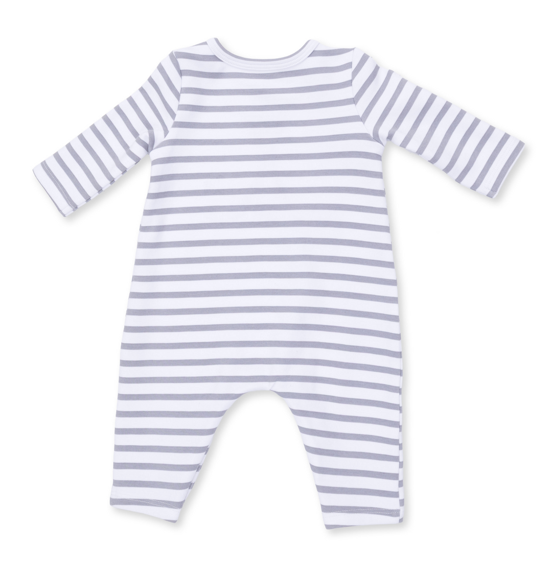 LS Shoulder Snap Romper | Stripe Hockey