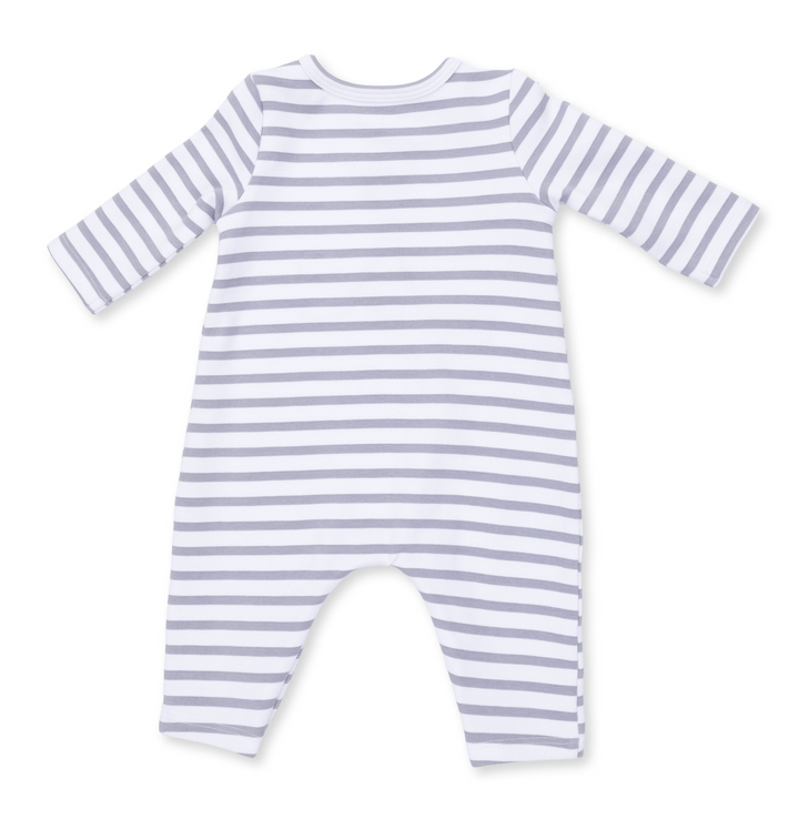 LS Shoulder Snap Romper | Stripe Hockey