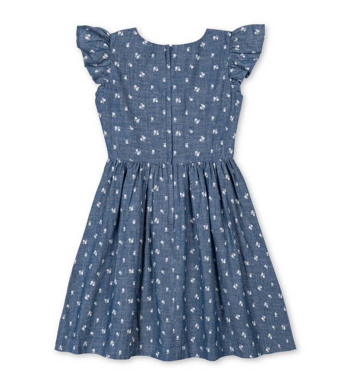 Organic Ruffle Sleeve Chambray Dress | Floral