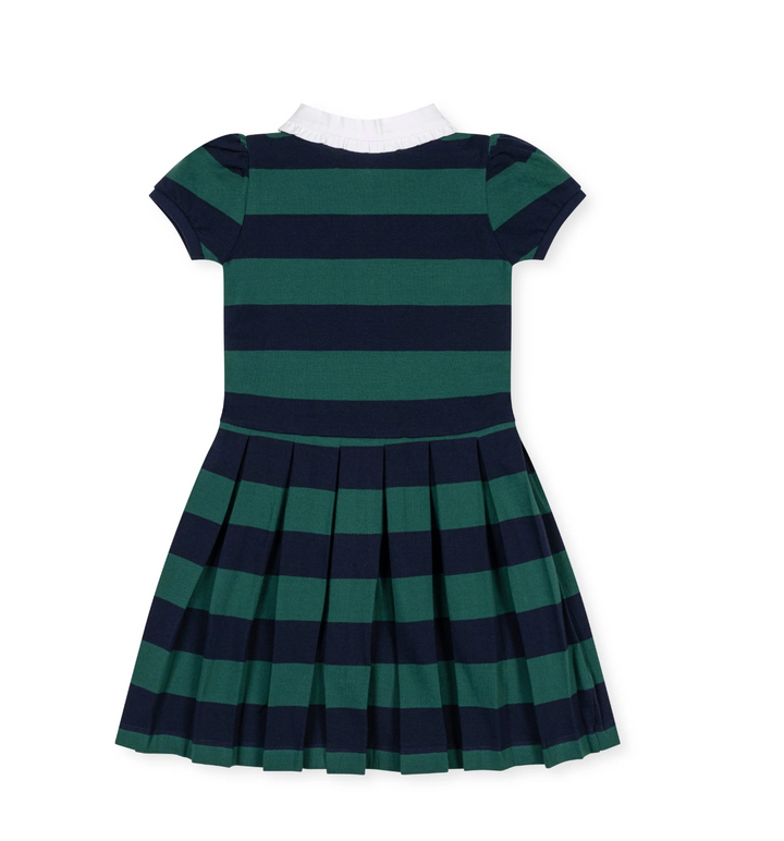 Organic Pique Polo Dress | Navy and Green Rugby