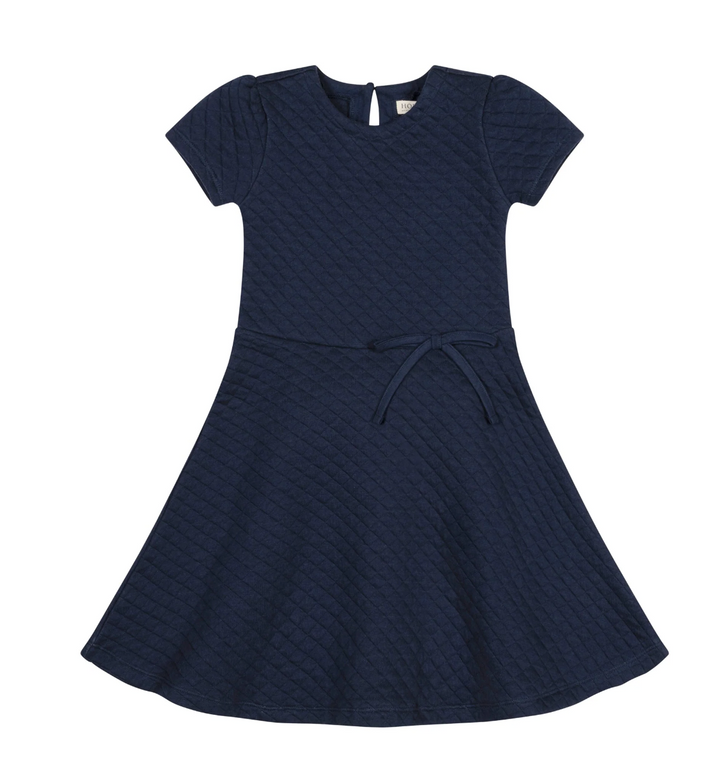 Quilted Knit Skater Dress | Navy