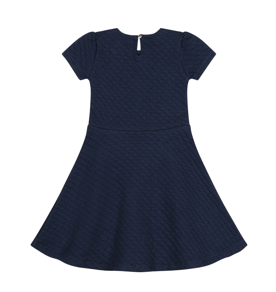 Quilted Knit Skater Dress | Navy