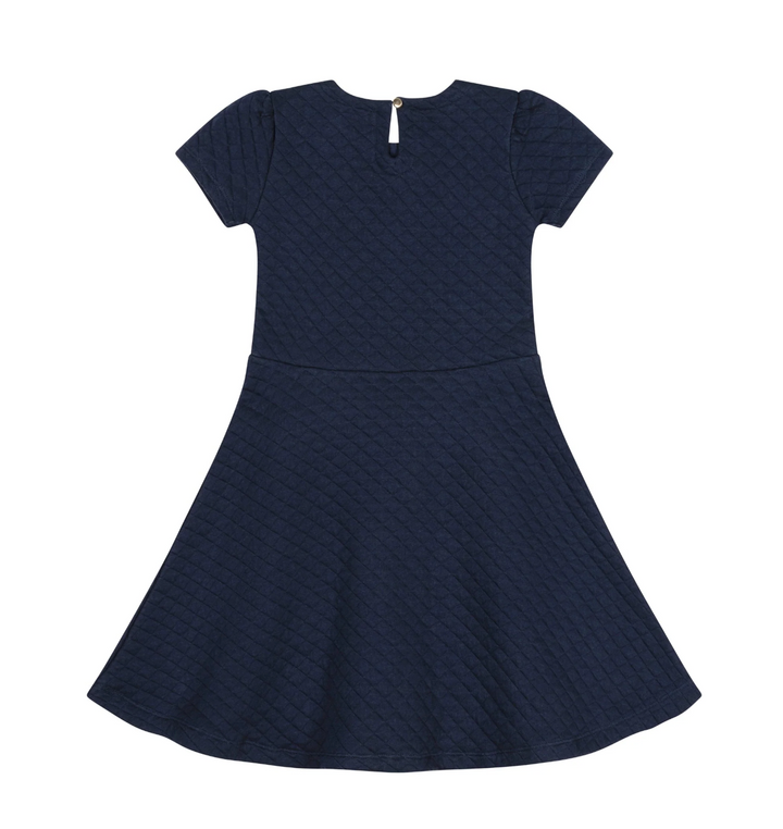 Quilted Knit Skater Dress | Navy