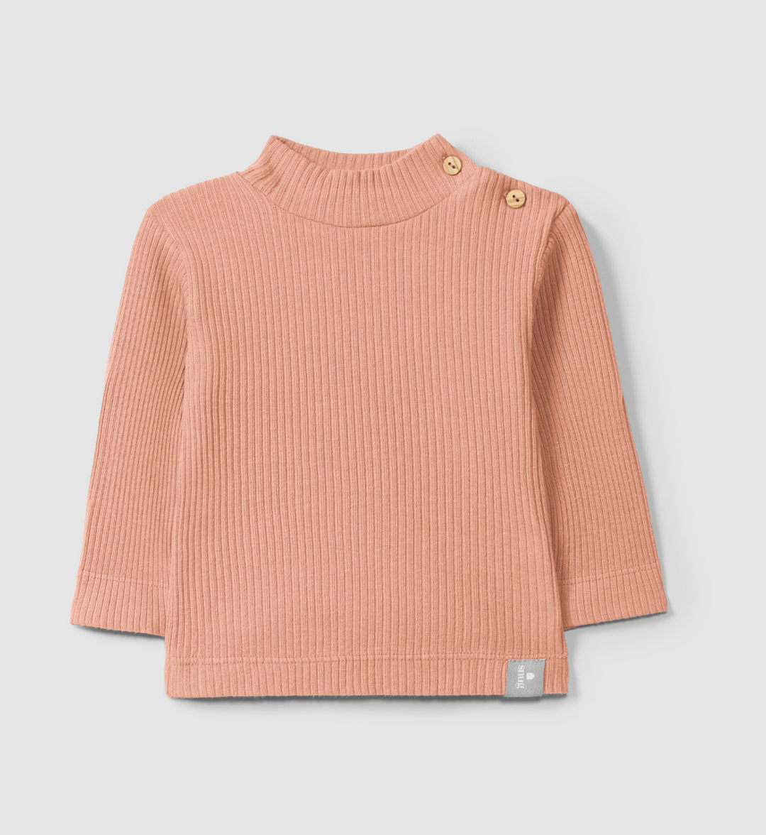 Peach High Neck Long Sleeve Top