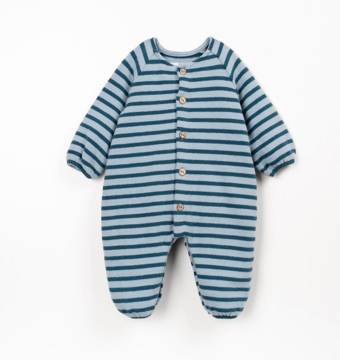 Blue Striped Flame Jersey Jumpsuit